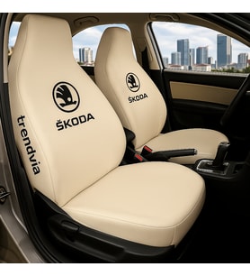 Skoda Araç Ön ve Arka Koltuk Kılıfı – Penye Oto Servis Koruma Kılıfı (Bej)