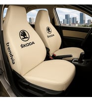 Skoda Araç Ön ve Arka Koltuk Kılıfı – Penye Oto Servis Koruma Kılıfı (Bej)