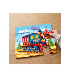 Tren İle Eğlenceli Yolculuk Tasarımlı 24 Parça Ahşap Çocuk Puzzle MPK1141