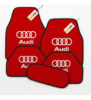 Audi Logolu Şık Oto Halı Paspas Seti 5 Parça  Lüks Araç İçi Zemin Koruma Aksesuarı (Kırmızı)
