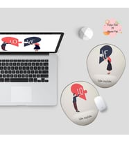 Kişiye Özel Sevgili/Çift Kalp Tasarımlı 2'li Bilek Destekli Mouse Pad
