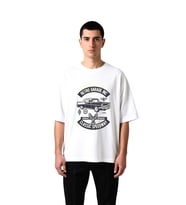 Kas Arabaları Vintage Garaj Stili Baskılı Erkek Oversize Tişört