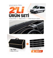 e-biz VOLKSWAGEN CRAFTER (2006-2014) Uyumlu Torpido Örtüsü + Tay Tüyü Çanta - Siyah-Bej - MB020