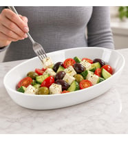 Porselen Büyük Kayık Tabak 28 × 17 cm, Beyaz Oval Servis ve Sunum Tabağı, Yükseltilmiş Kenarlı Makarna, Salata, Meze, Kahvaltılık ve Ana Yemek Tabağı, 1 Adet
