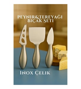 Inox Peynir Bıçağı Seti - Tereyağı Bıçağı Kahvaltı Seti Profesyonel Tasarım 304 Paslanmaz Çelik 722