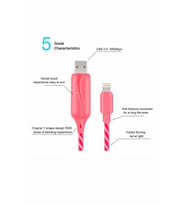Doppler I-Cable Micro USB Işıklı, Pembe, Şarj Kablosu