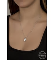 Union Swarovski Crystal Kadın Oval Gümüş Kolye