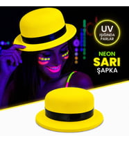 Neon Sarı UV Parti Şapkası Plastik