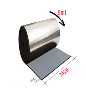 Araç Oto Ses Isı Yalıtım Bandı 3mm x 20cmx5metre Alüminyum Folyolu Kauçuk Bant Izolasyon Malzemesi