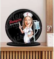 Kişiye Özel Karikatürlü Hemşire Ahşap Plak - Biblo