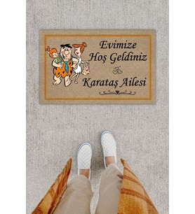 Kişiye Özel Üretim Hoş Geldiniz Karataş Aile Yazılı Kapı Önü Paspası