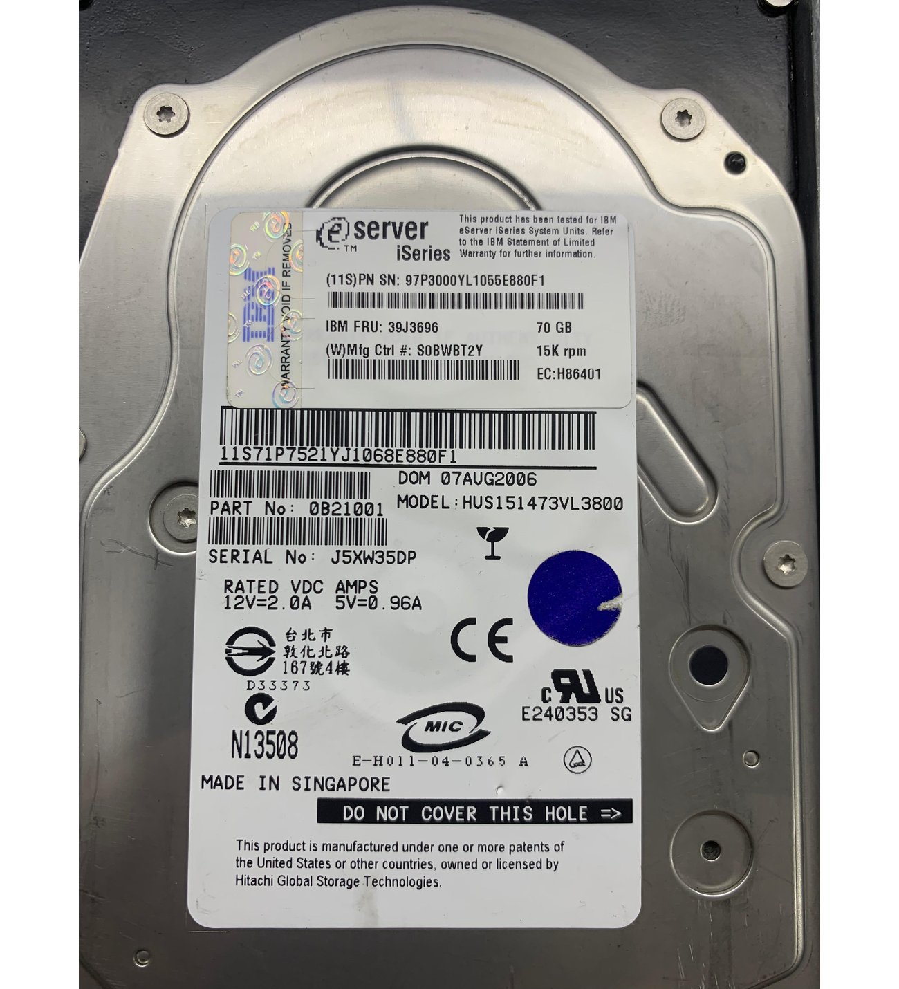 IBM HDD 70GB 15K 80PIN U320 SCSI 3.5