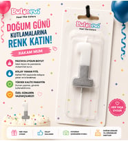 1 Yaş Doğum Günü Pasta Mumu Beyaz Gümüş