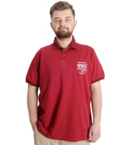 Mode XL Büyük Beden Erkek T-shirt Polo INDUSTRY 23316 Bordo