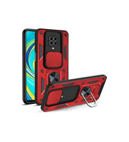 Xiaomi Redmi Note 9 Pro Kılıf Pars Lens Yüzüklü Silikon - Kırmızı