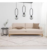 TT016-3S SY TT Aydınlatma Mat Siyah Füme Camlı 3 lü Sıralı Avize