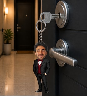 Kişiye Özel Karikatürlü Kapı Anahtarlığı – Fotoğraflı Komik Erkek Figürlü Anahtarlık