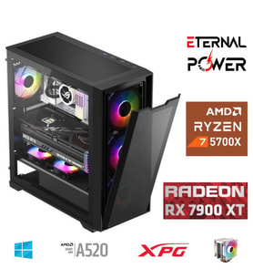 ETERNAL POWER RYZEN 7 5700X 32G DDR4 1TB M.2 RX7900XT A520 M750W (Siyah)