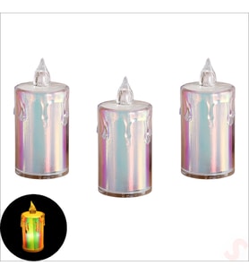 Erimiş MuM Görünümlü,Gökkuşağı Işıklı Pilli Led MuM, 8x3,6cmx3 Adet