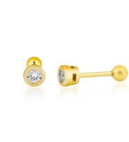 Yuvarlak Taşlı Gümüş Piercing (Gümüş - Altın)