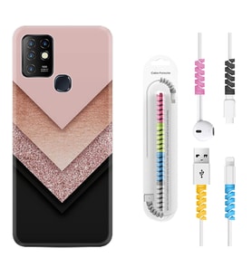 INFINIX Hot 8 9 10 11S Hot 10 Play 10T Kılıf Kablo Koruma Spiral Silikon Great Marble 1405