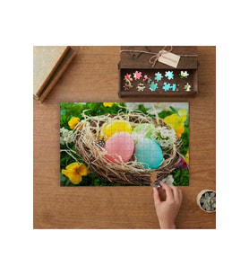 Sepette Renkli Yumurtalar - Paskalya Yumurtaları Tasarımı 240 parça Ahşap Puzzle Ahşap Kutuda MP09081