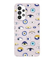 PrintiFy Samsung Galaxy A33 ile Uyumlu 1mm Slim Fit Nazar Boncuğu 2 Baskılı Şeffaf  Kılıf