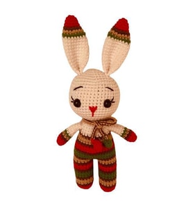 Yılbaşı Miniş Tavşan Uyku Arkadaşı Amigurumi Organik Oyuncak