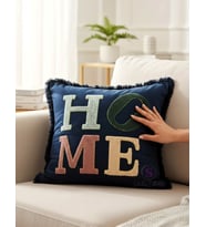 HOME PUNCH Nakışlı Kadife Siyah Kırlent Kılıfı (1 adet İÇİ DOLGULU 43 X 43 CM)