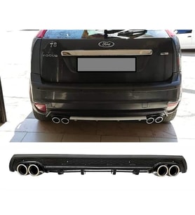 Ford Focus 2 Hatchback Siyah Difüzör Çiftli Yuvarlak Egzoz Görünümlü D Tip Difizör 2004 - 2010