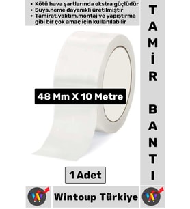 Ultra Güçlü Su Neme Dayanıklı Çok Amaçlı Montaj Onarım İzolasyon Tamir Bantı Beyaz 48 Mm x 10 Metre