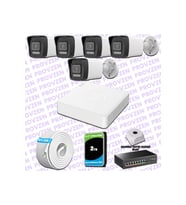 Provzen Hikvision 5 IP 4MP Hibrit ColorVu Güvenlik Kamerası Seti Olay Anında bildirim