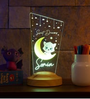 Kedili Hediye Çocuk Odası Aydınlatma Kız Bebek Gece Lambası, Kız Çocuk İçin Kişiselleştirilmiş Başucu Lambası, Sevimli Kedi Lambası, Kişiye Özel Oda Dekoru