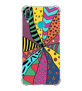 PrintiFy Huawei Y7 2019 Uyumlu Retro Color 4 Baskılı Şeffaf Köşe Korumalı Antişok Kılıf
