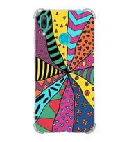 PrintiFy Huawei Y7 2019 Uyumlu Retro Color 4 Baskılı Şeffaf Köşe Korumalı Antişok Kılıf
