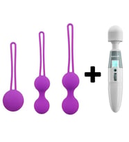 Carmine 3 Farklı Ağırlıkta Vajinal Anal Kegel Toplar ve 8 Modlu Vibratör (Mor)