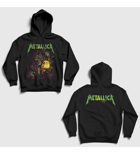 Presmono Unisex Siyah Gas Lamp Metallica Sırt Baskılı Kapüşonlu Sweatshirt 516590tt