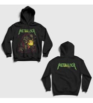 Presmono Unisex Siyah Gas Lamp Metallica Sırt Baskılı Kapüşonlu Sweatshirt 516590tt