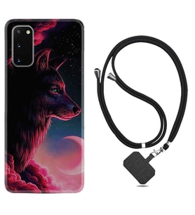 Samsung A02S A03S A10 A12 A13 A21S A22 Kılıf Boyun Askılı Silikon Wolf and Moon 1380