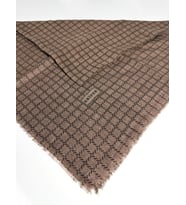 Desenli Flamalı Keten Eşarp- 06112 (Kahverengi)