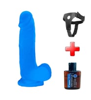 OdinsShop Gece Parlayan Fosforlu Belden Bağlamalı 19 cm Realistik Vantuzlu Şeffaf Dildo Penis