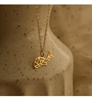 Kişiye Özel 925 Ayar Gümüş Şık Origami Balina Kolye (Gold)
