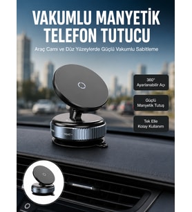 Çok Yönlü Döner Başlıklı Vakumlu Araç Telefon Standı – Sert Yollarda Stabil Kullanım Yeni Nesil