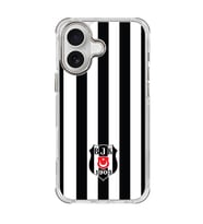 iPhone 16 Beşiktaş Çubuklu Logo Şeffaf Telefon Kılıfı