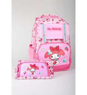 x Dekomus Lisanslı My Melody Sweet Berry Collection Büyük Boy Okul Çantası ve Kalem Çantası Seti
