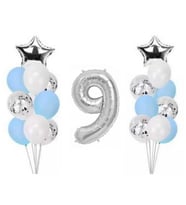9 Yaş Gümüş Folyo Balon Set 21 Adet