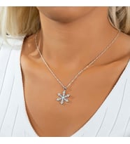 Opal Kar Tanesi Burgu Zincirli Gümüş Kolye (Gümüş)