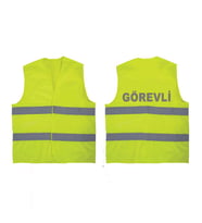 AskerVadisi GÖREVLİ Yazılı SARI Renk Reflektörlü İkaz Yeleği x 3 Adet