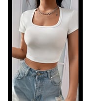 Fantezia Night Kadın Kahverengi Yarım Kol Düz Yaka Crop Top Bluz
