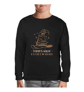 There is Magic Everywhere Witch Hat Siyah Çocuk Sweatshirt